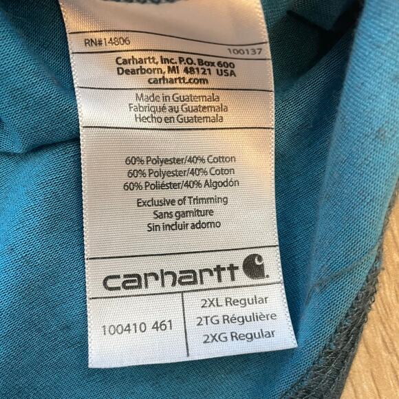 Carhartt 2XL Relaxed Fit Blue Pocket Workwear Tee Shirt Fall 2018 Men's - Picture 6 of 10